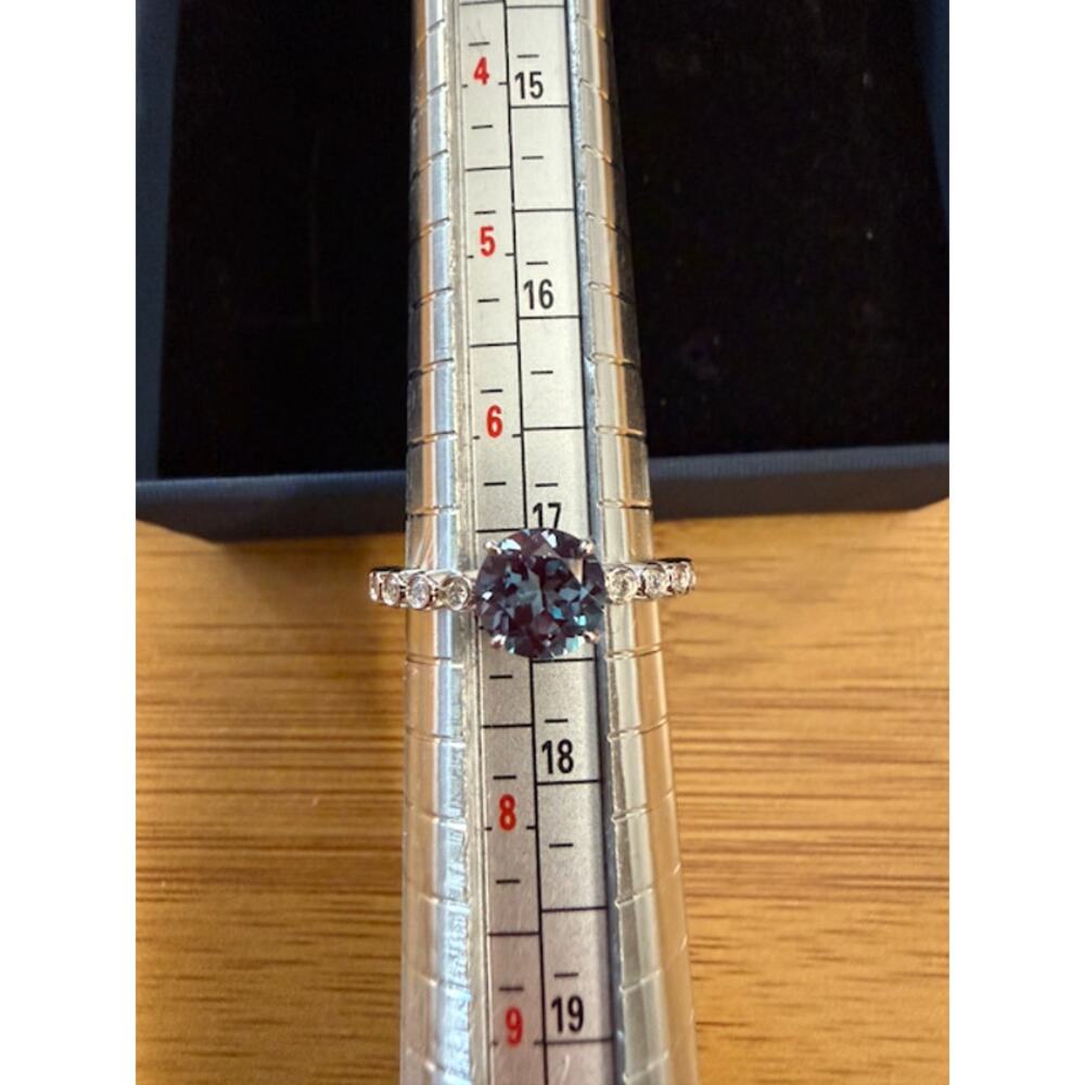 Color Changing Lab Alexandrite & Lab Diamond Sterling Silver 925 Ring Sz 7 - Picture 11 of 12